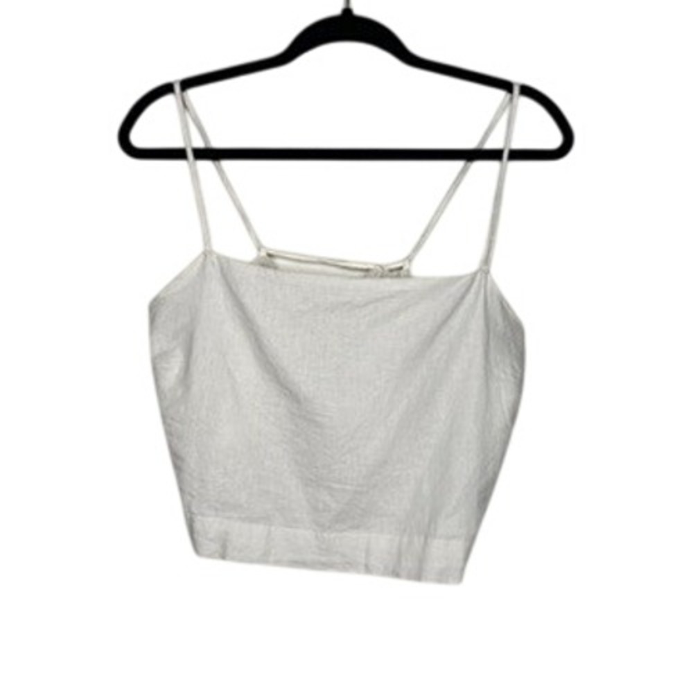 Cotton On Crop Cami Top Womens 10 White Linen Blend Tie Back Summer Boho